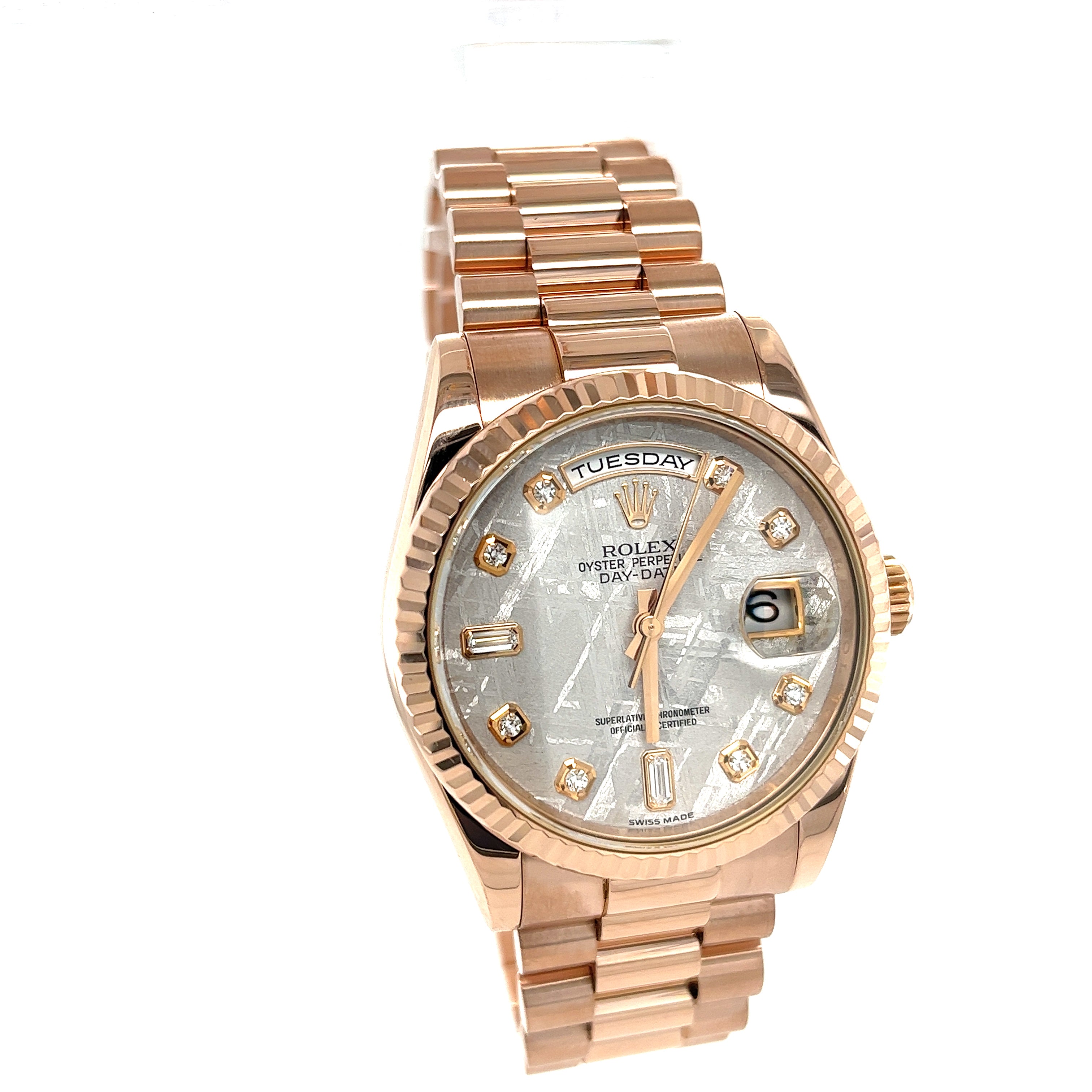 Rolex 18ct Rose Gold Day Date reference 118235 With Factory Meteorite Dial