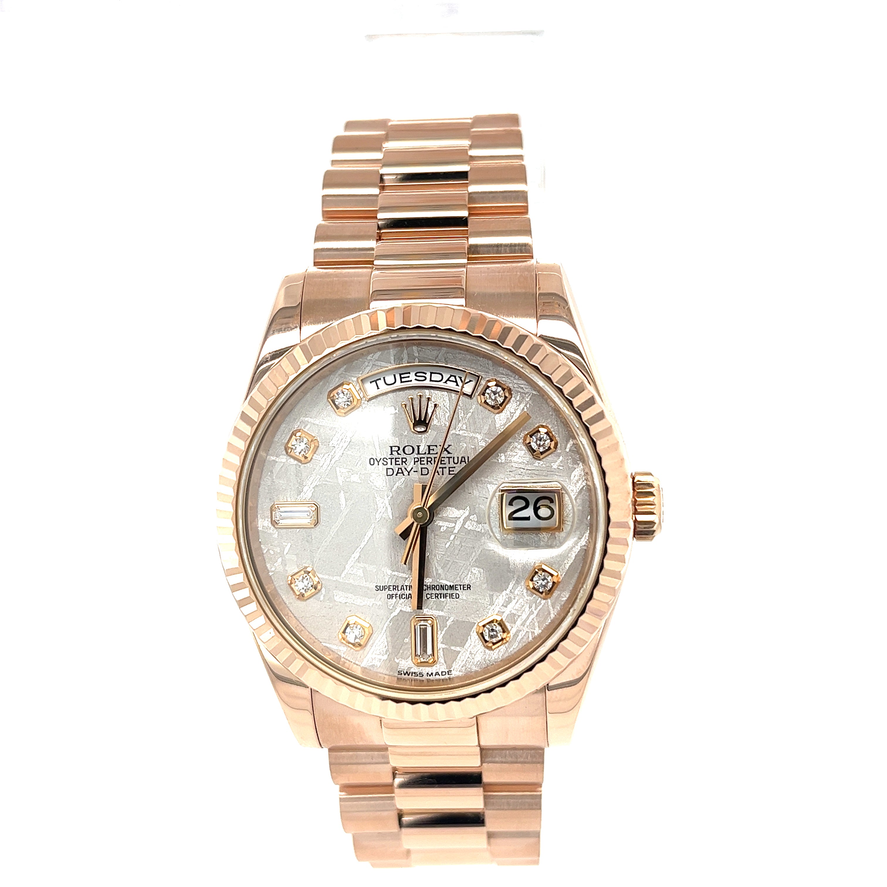 Rolex 18ct Rose Gold Day Date reference 118235 With Factory Meteorite Dial