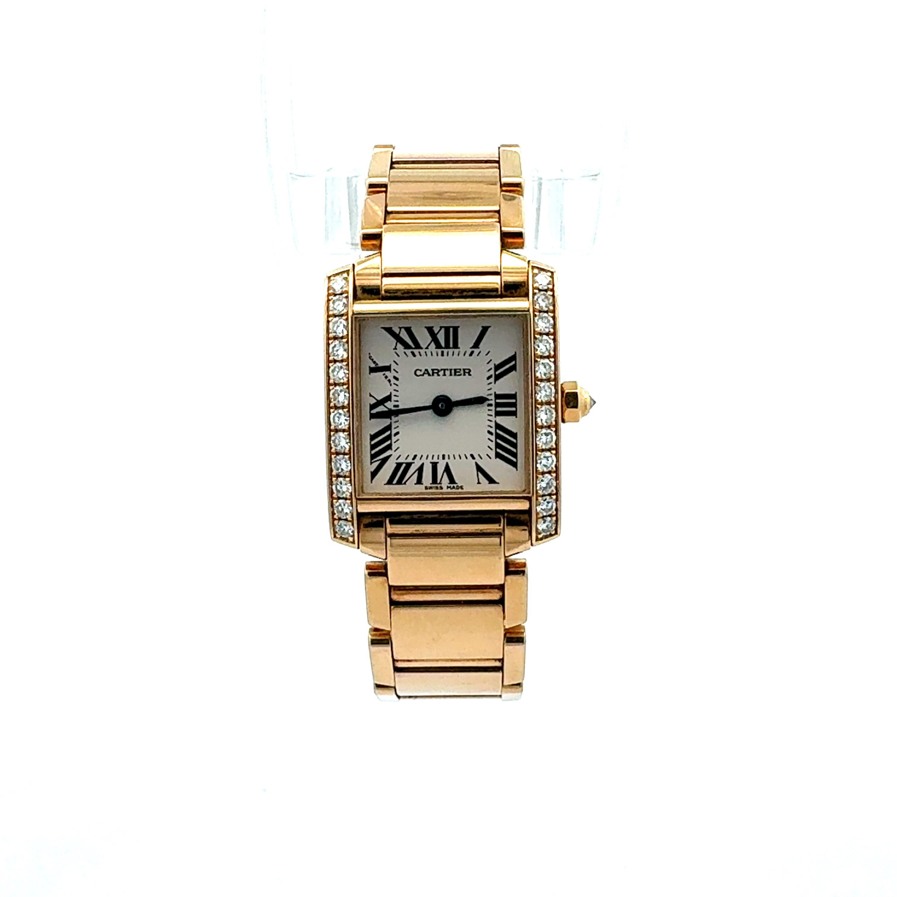 Cartier 18ct Yellow Gold Tank Francaise 2385 Factory Diamonds