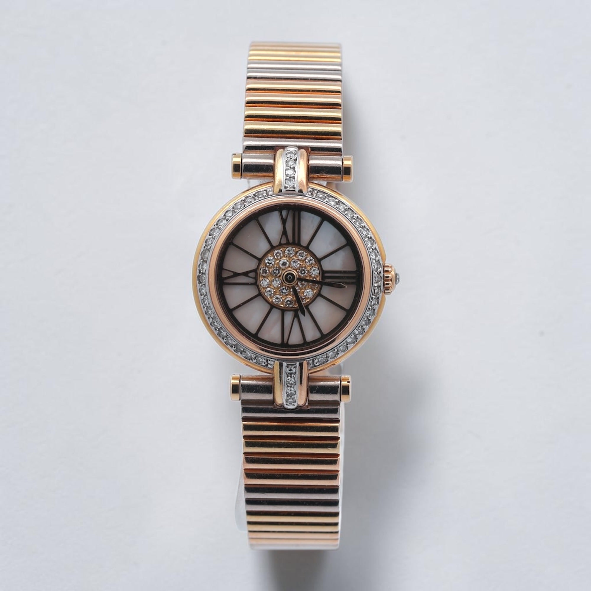 Cartier 18ct Gold Vendome Trinity With Factory Mother of Pearl and Diamond Dial