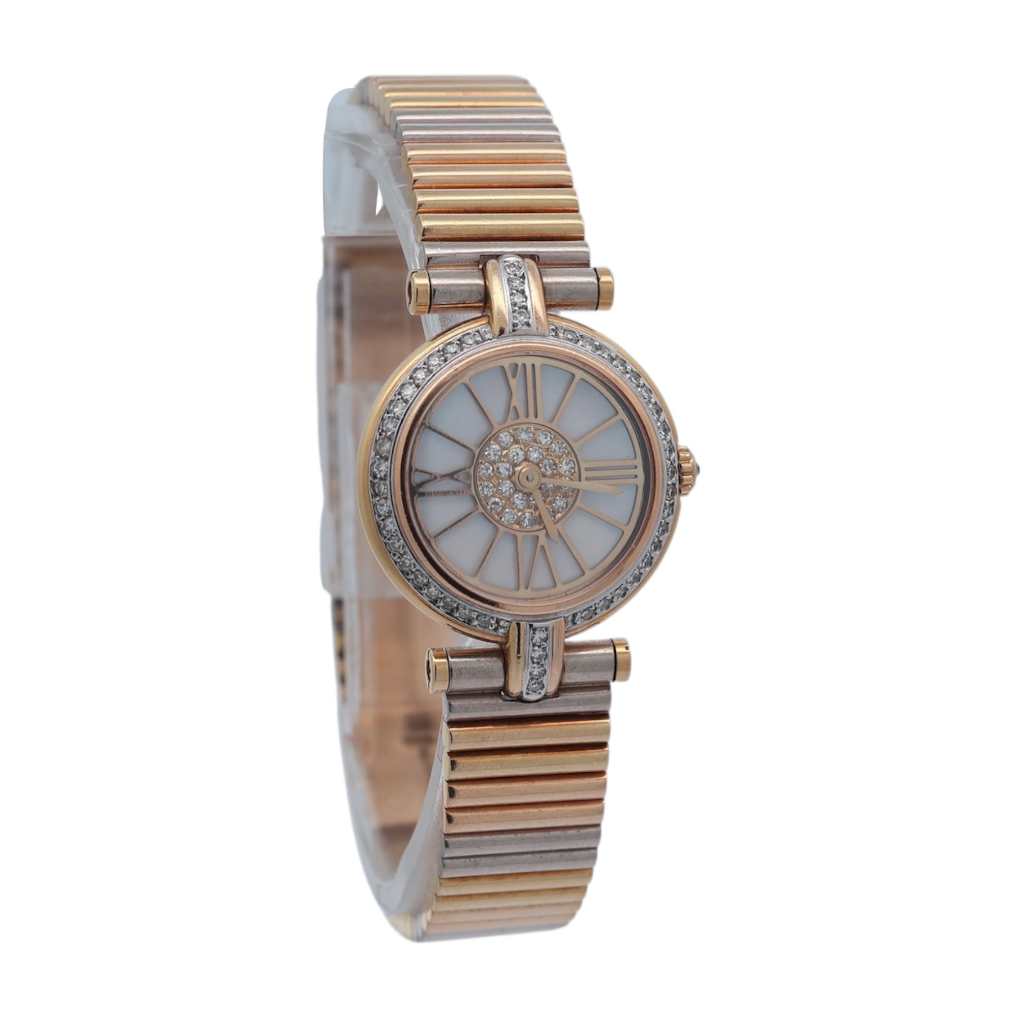Cartier 18ct Gold Vendome Trinity With Factory Mother of Pearl and Diamond Dial