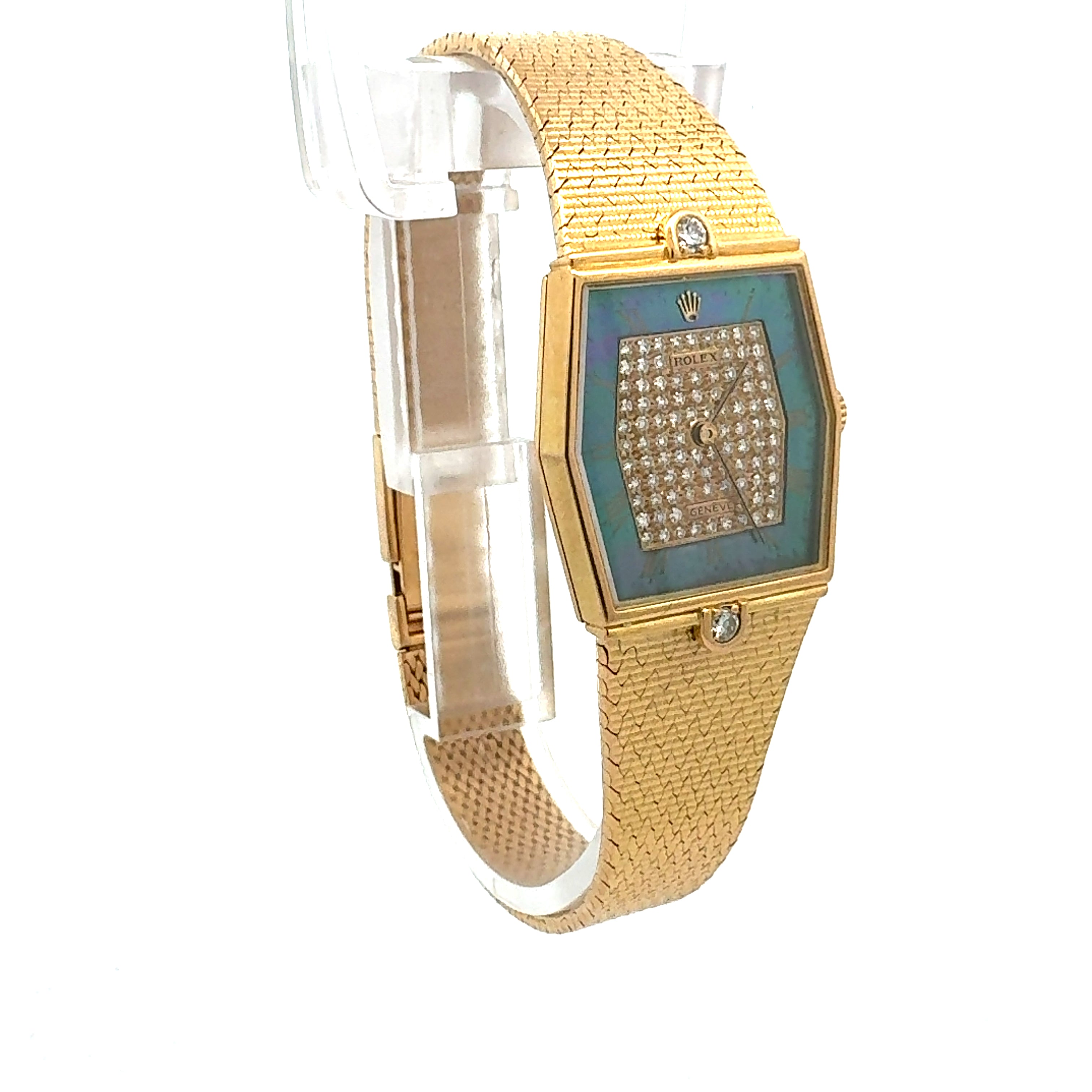 Rolex 18ct Yellow Gold Cellini reference 4121 With Factory Mother of Pearl and Diamond Dial