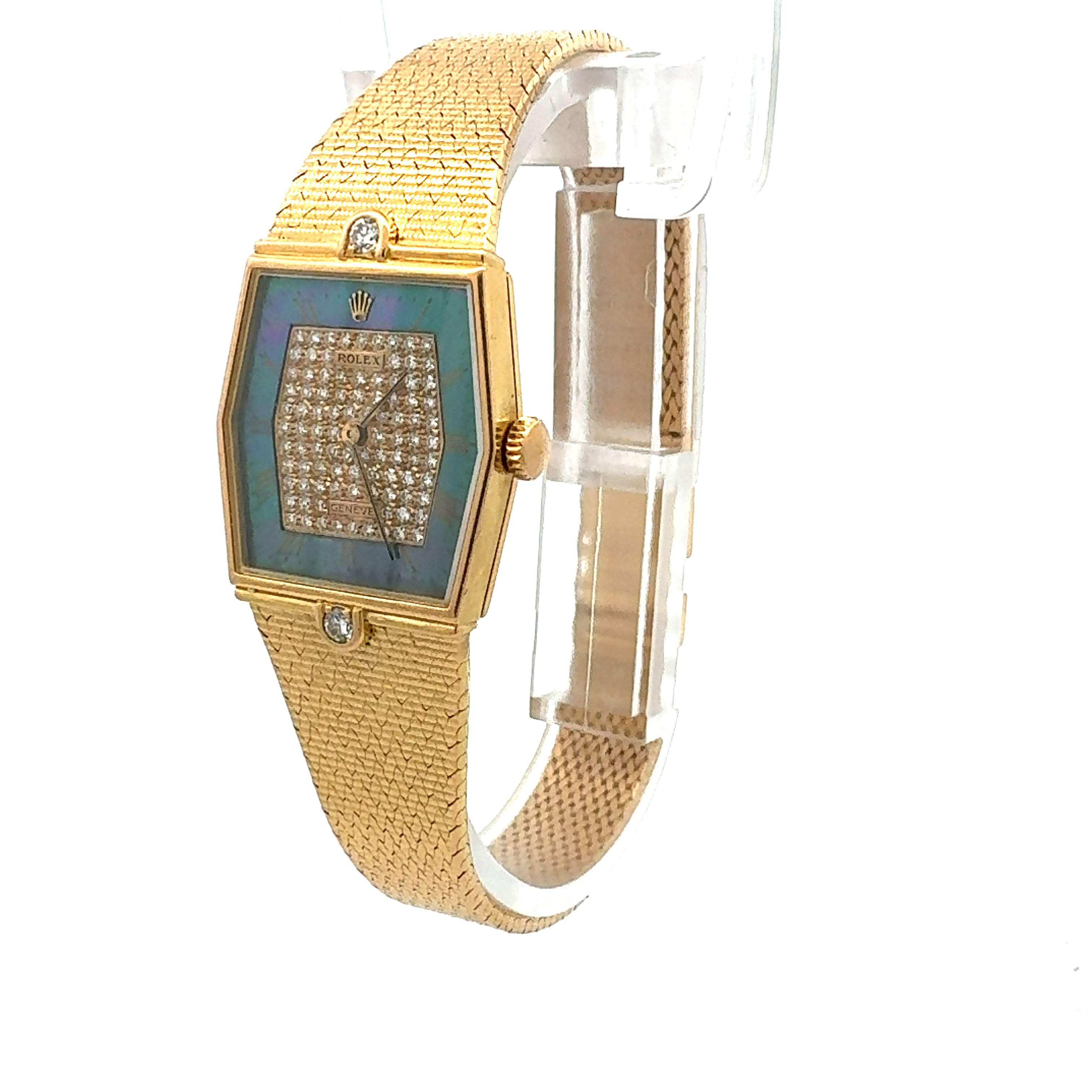 Rolex 18ct Yellow Gold Cellini reference 4121 With Factory Mother of Pearl and Diamond Dial