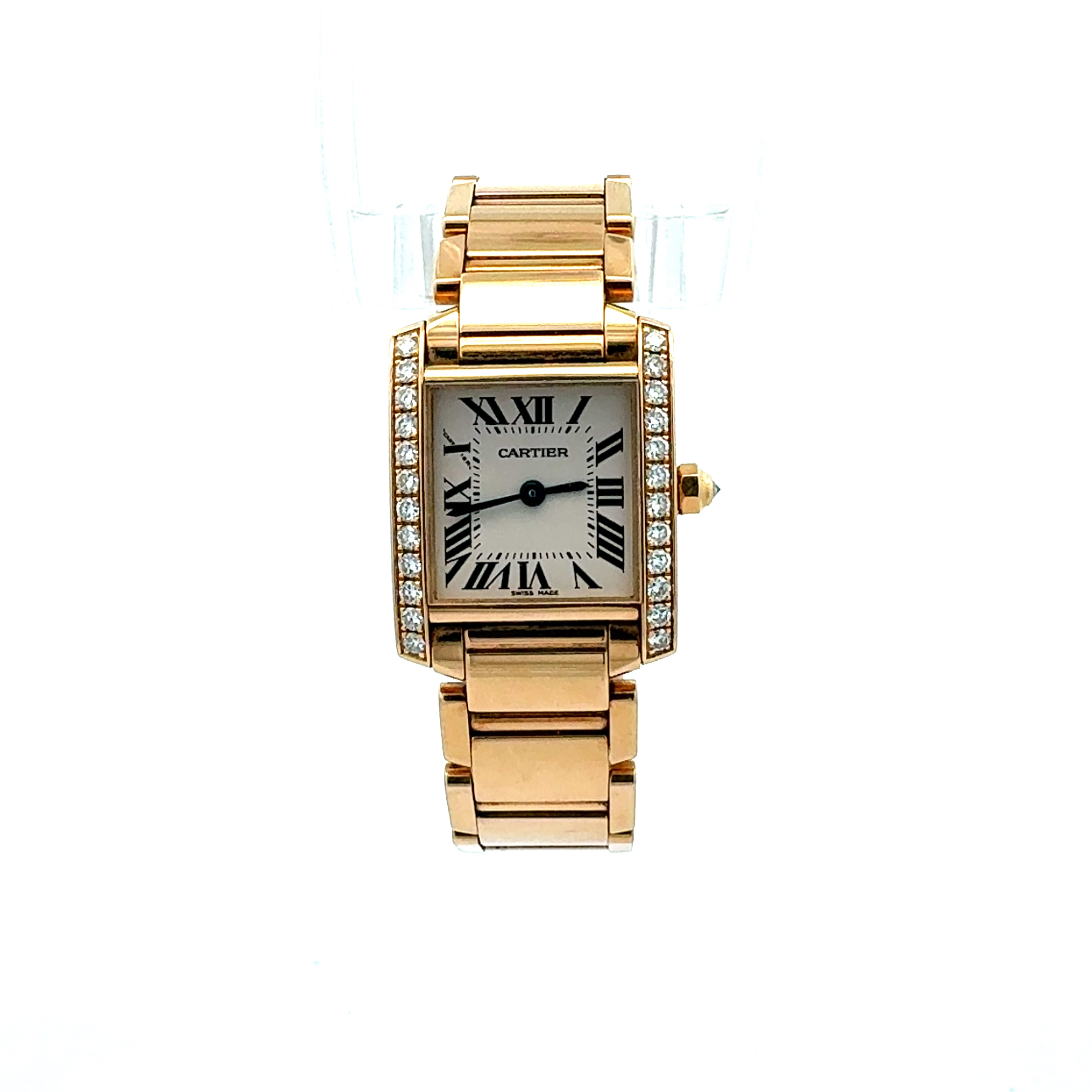Cartier 18ct Yellow Gold Tank Francaise 2385 Factory Diamonds