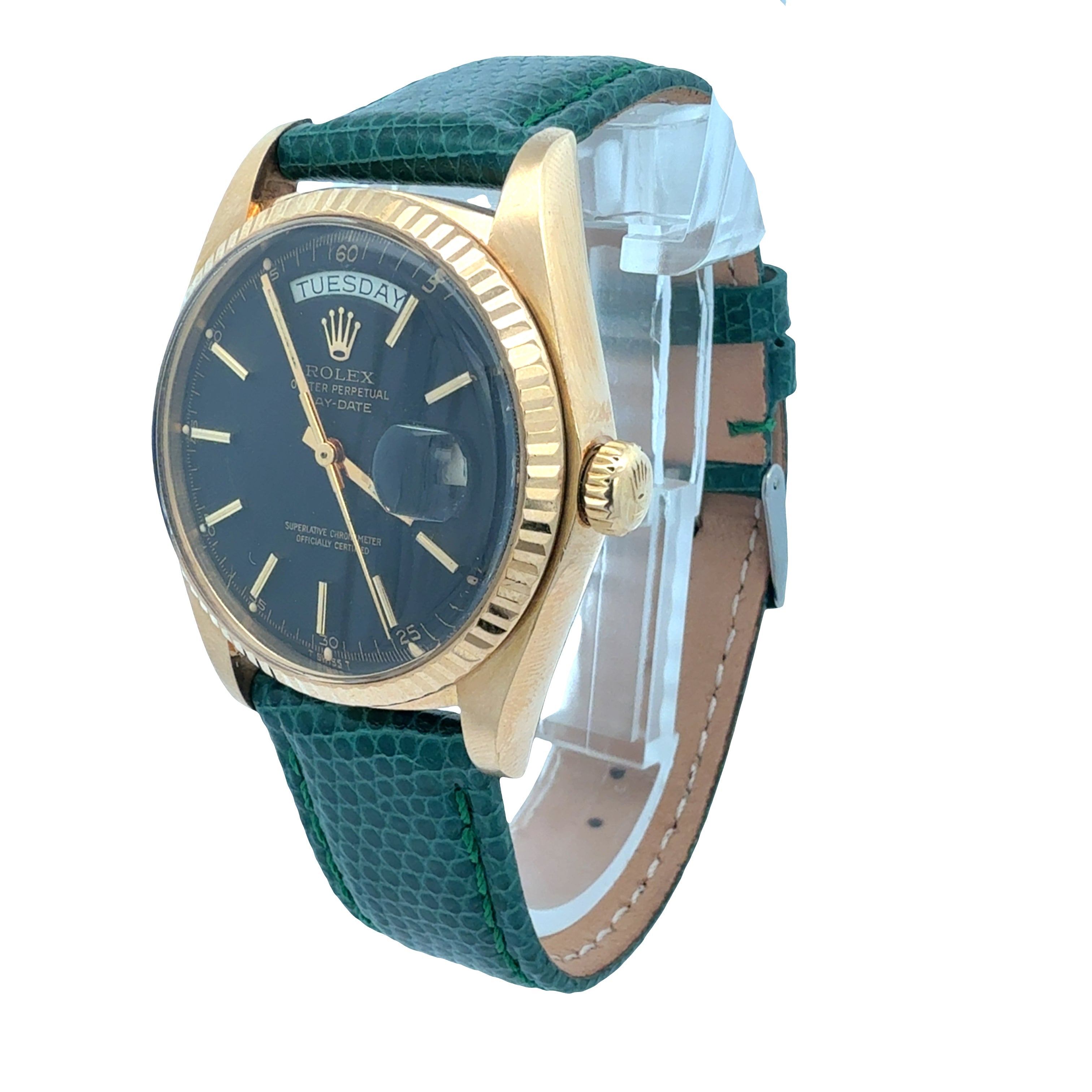 Rolex 18ct Yellow Gold Day Date reference 1803 Matte Black Minute Track Dial