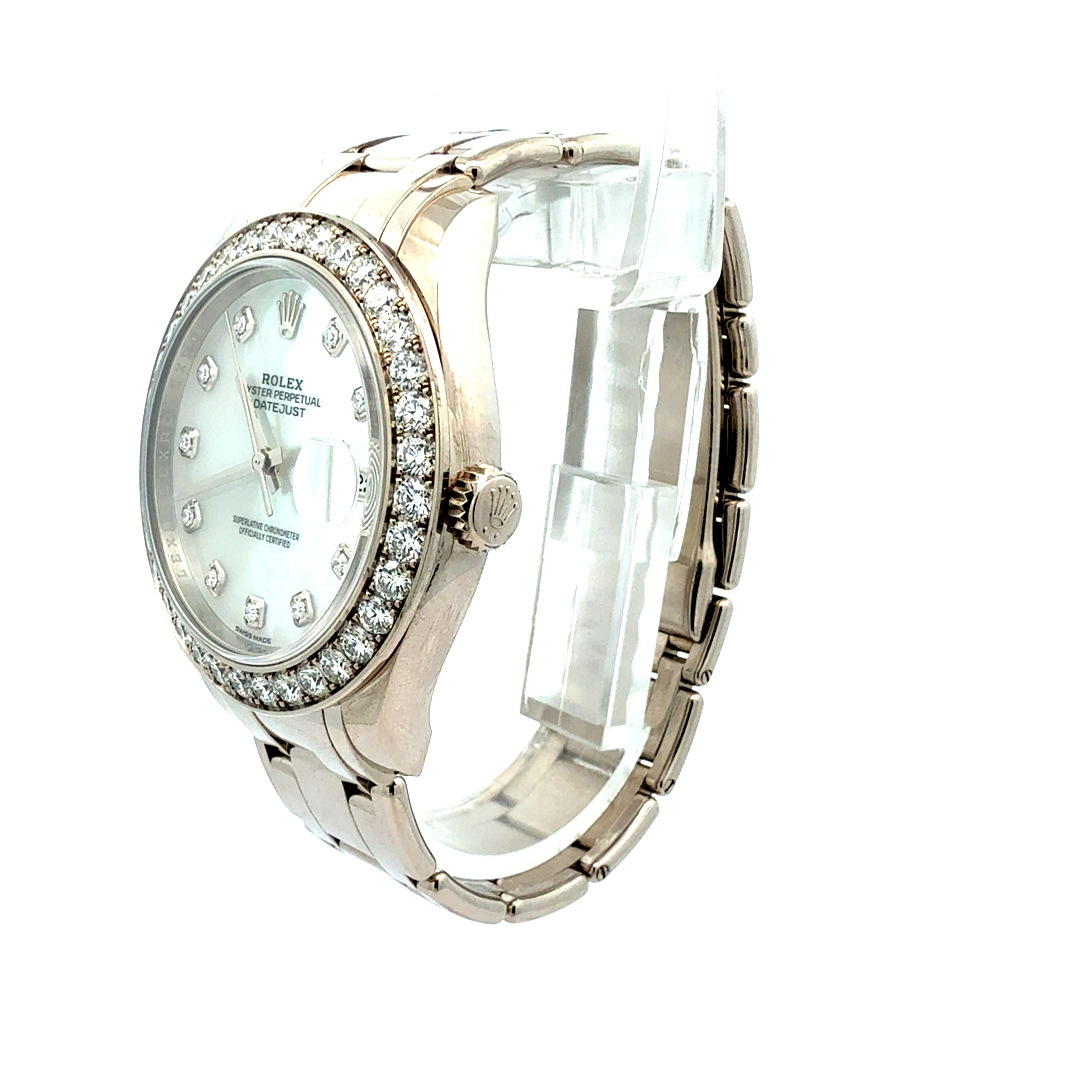 Rolex 18ct White Gold Pearlmaster reference 8629 Factory Mop dial and Diamond Bezel