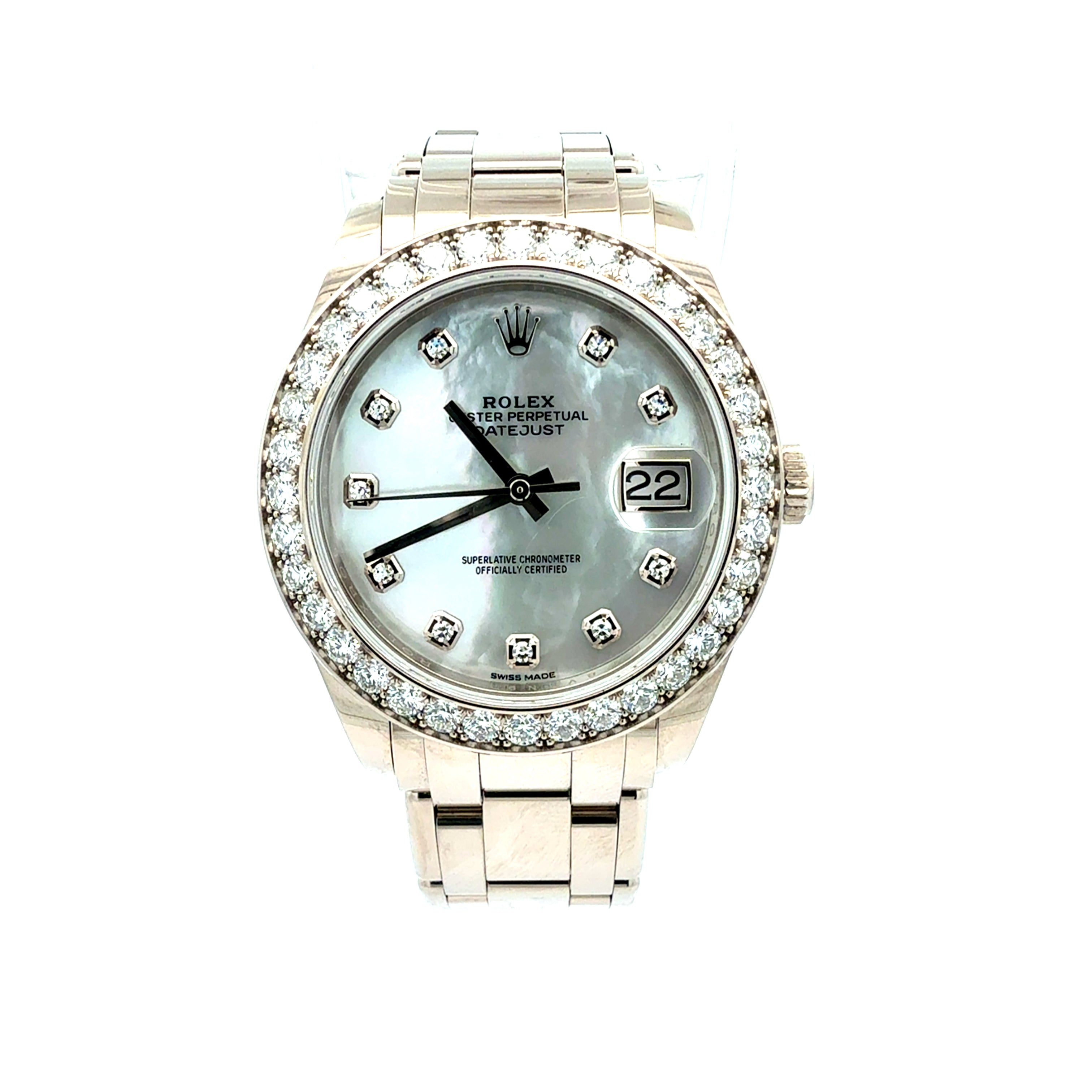 Rolex 18ct White Gold Pearlmaster reference 8629 Factory Mop dial and Diamond Bezel