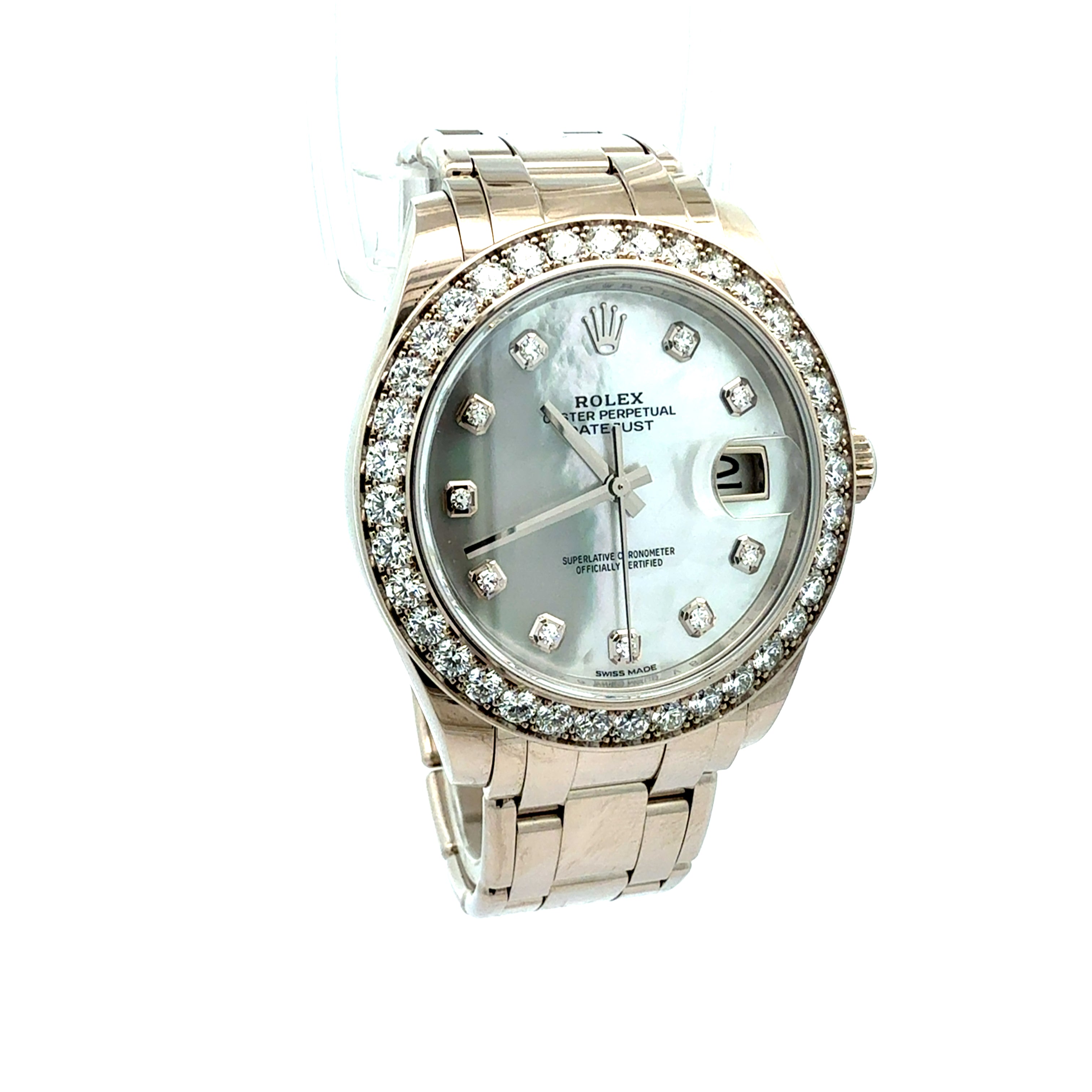 Rolex 18ct White Gold Pearlmaster reference 8629 Factory Mop dial and Diamond Bezel