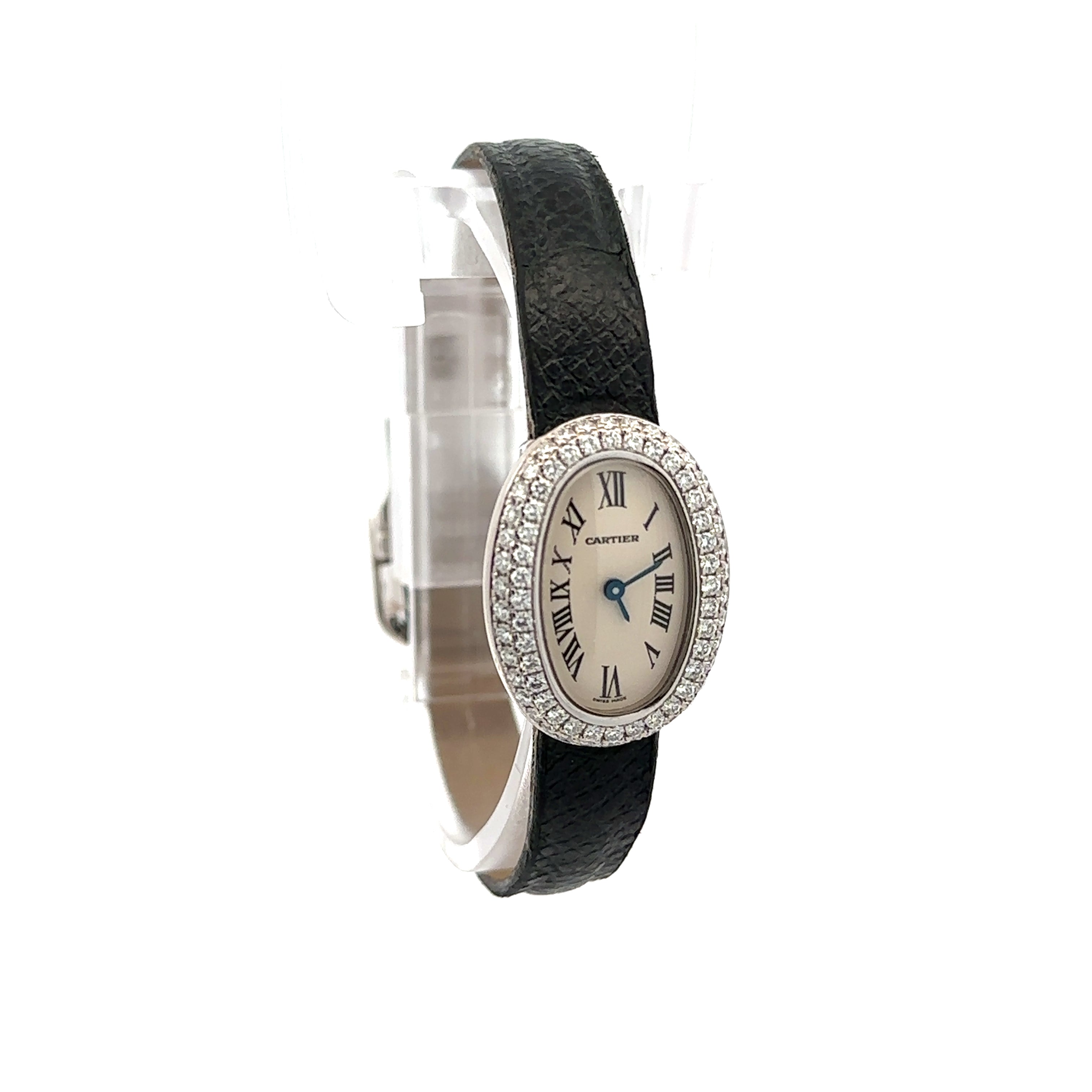 Cartier 18ct White Gold Baignoire Mini with Factory Set Diamonds reference 2369