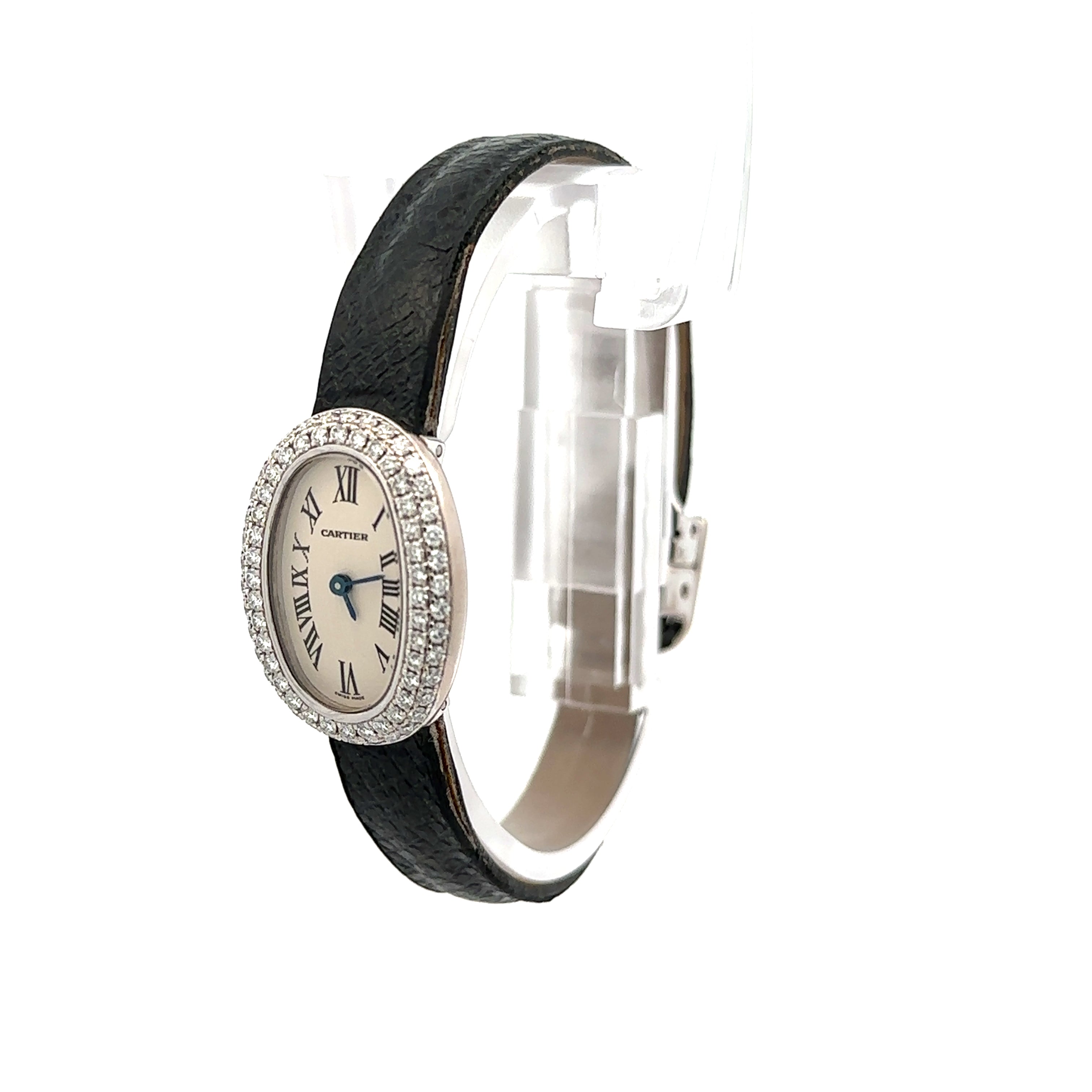 Cartier 18ct White Gold Baignoire Mini with Factory Set Diamonds reference 2369