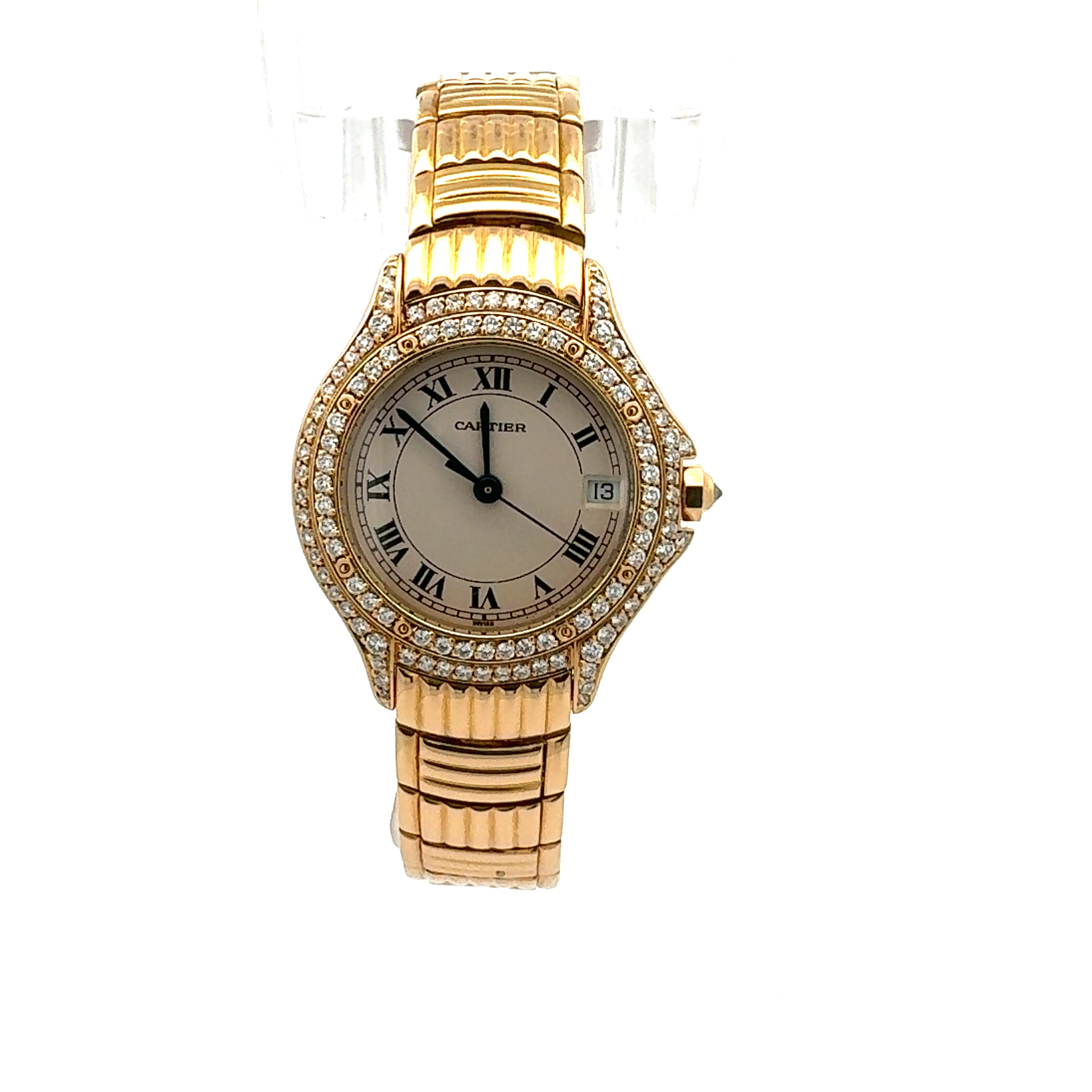 Cartier 18ct Yellow Gold Cougar reference 887907 With Factory Diamonds