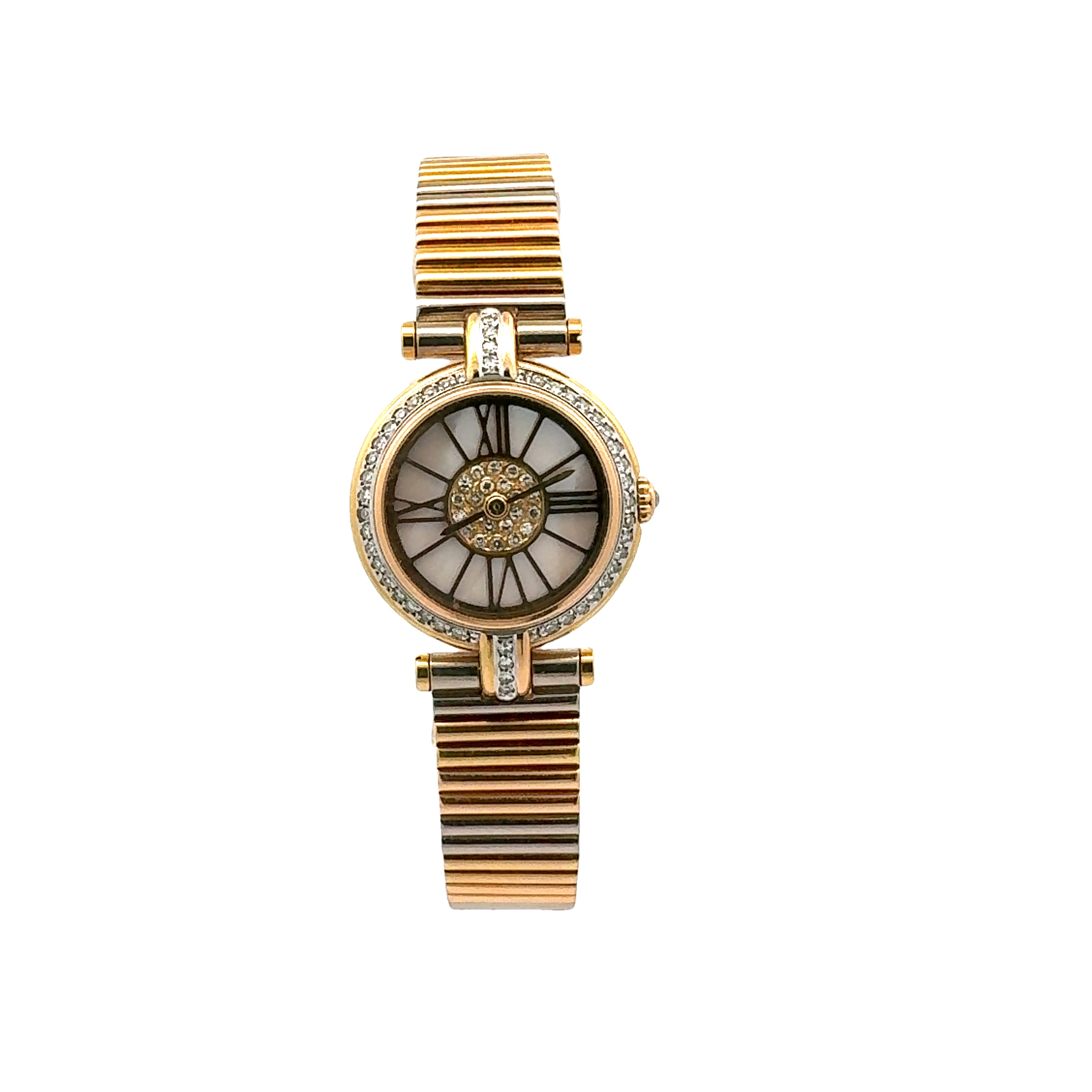 Cartier 18ct Gold Vendome Trinity With Factory Mother of Pearl and Diamond Dial