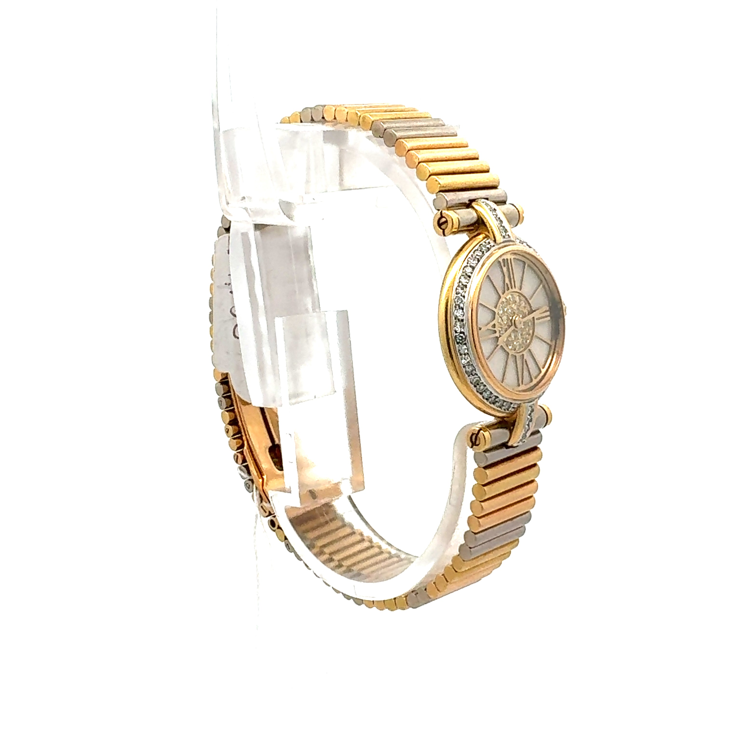 Cartier 18ct Gold Vendome Trinity With Factory Mother of Pearl and Diamond Dial