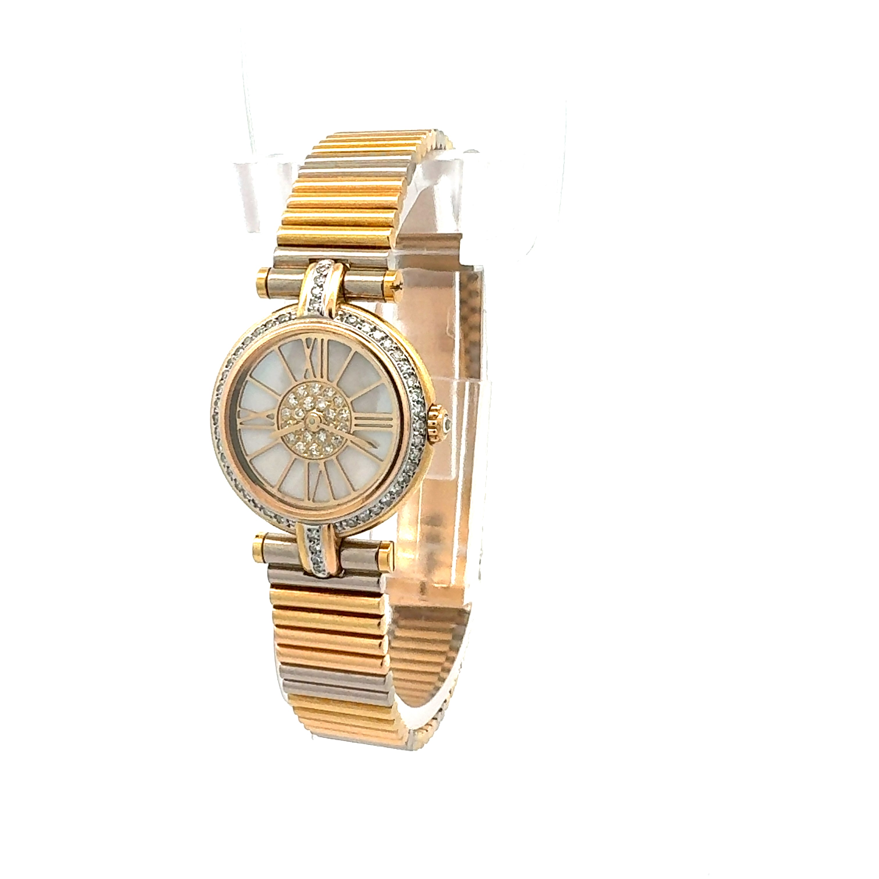 Cartier 18ct Gold Vendome Trinity With Factory Mother of Pearl and Diamond Dial