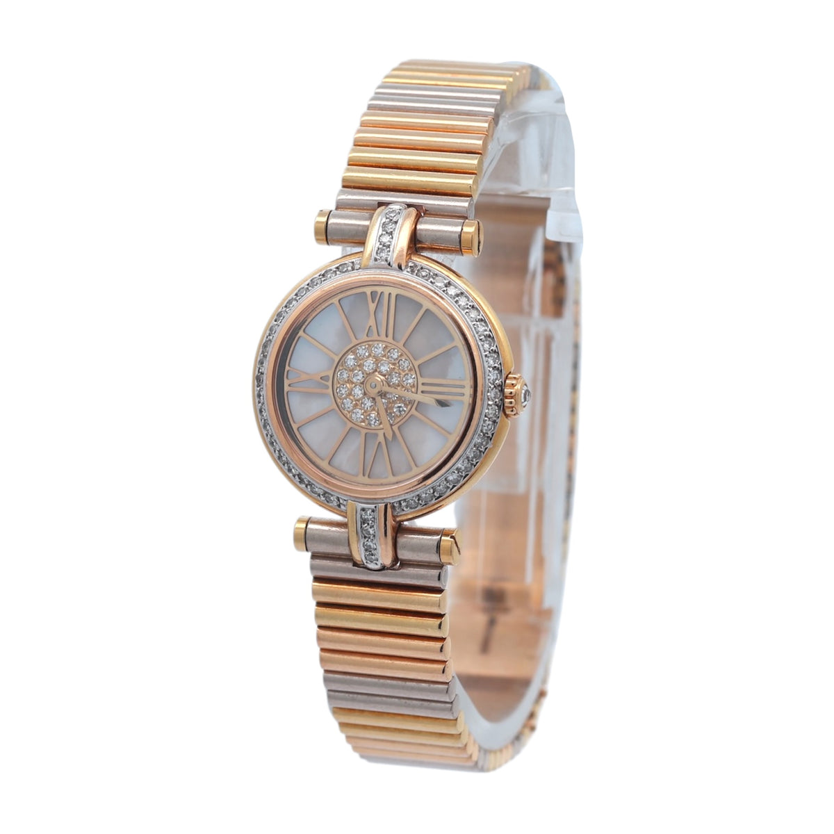Cartier 18ct Gold Vendome Trinity With Factory Mother of Pearl and Diamond Dial