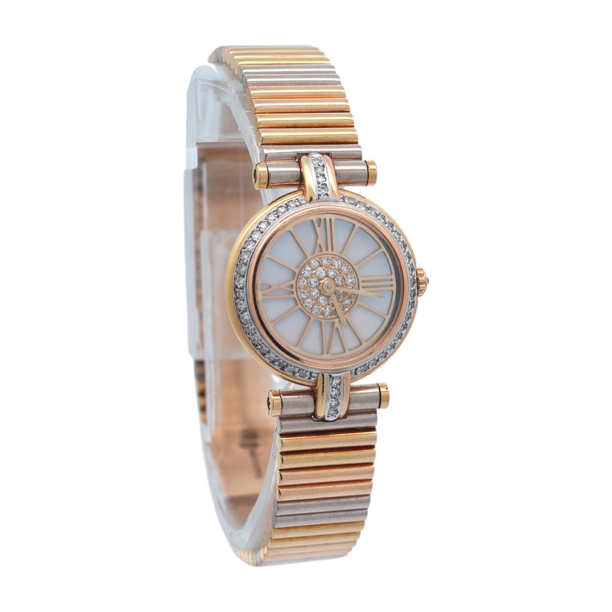 Cartier 18ct Gold Vendome Trinity With Factory Mother of Pearl and Diamond Dial