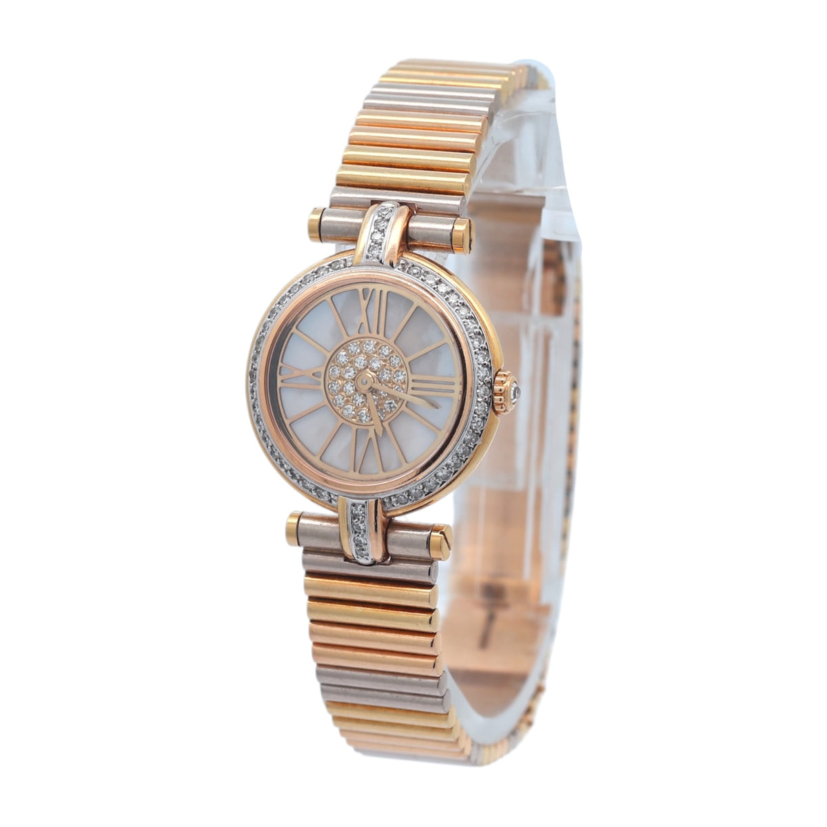 Cartier 18ct Gold Vendome Trinity With Factory Mother of Pearl and Diamond Dial