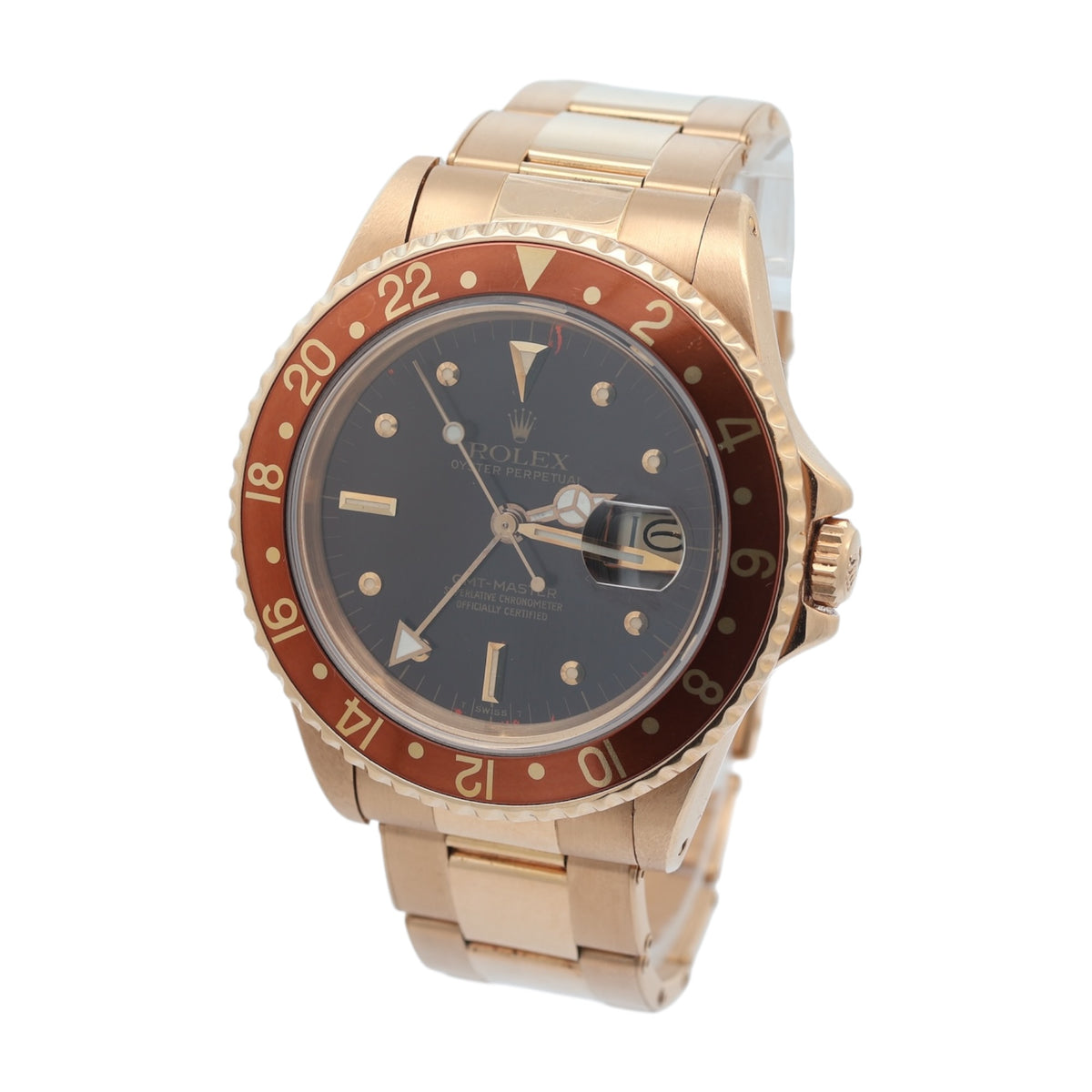Rolex 18ct Gold GMT Master 'Rootbeer' reference 16758 nipple Dial