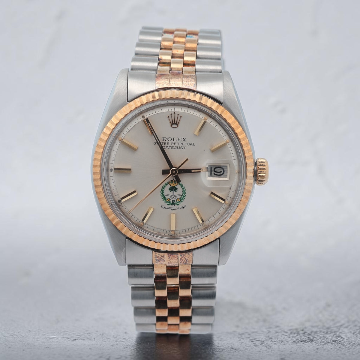 Rolex Steel and Gold Datejust reference 1601 with Saudi Arabian Nay Crest