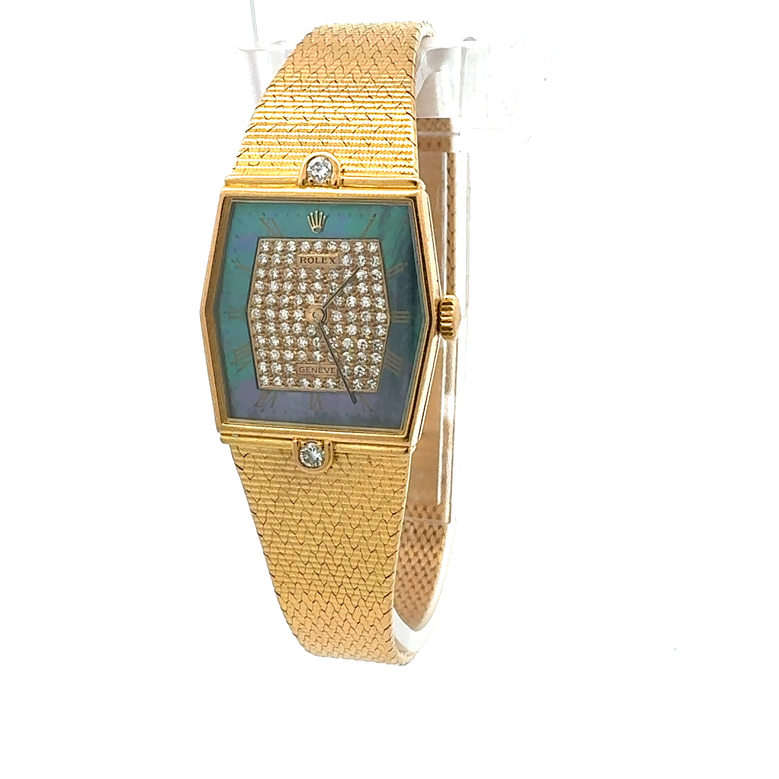 Rolex 18ct Yellow Gold Cellini reference 4121 With Factory Mother of Pearl and Diamond Dial