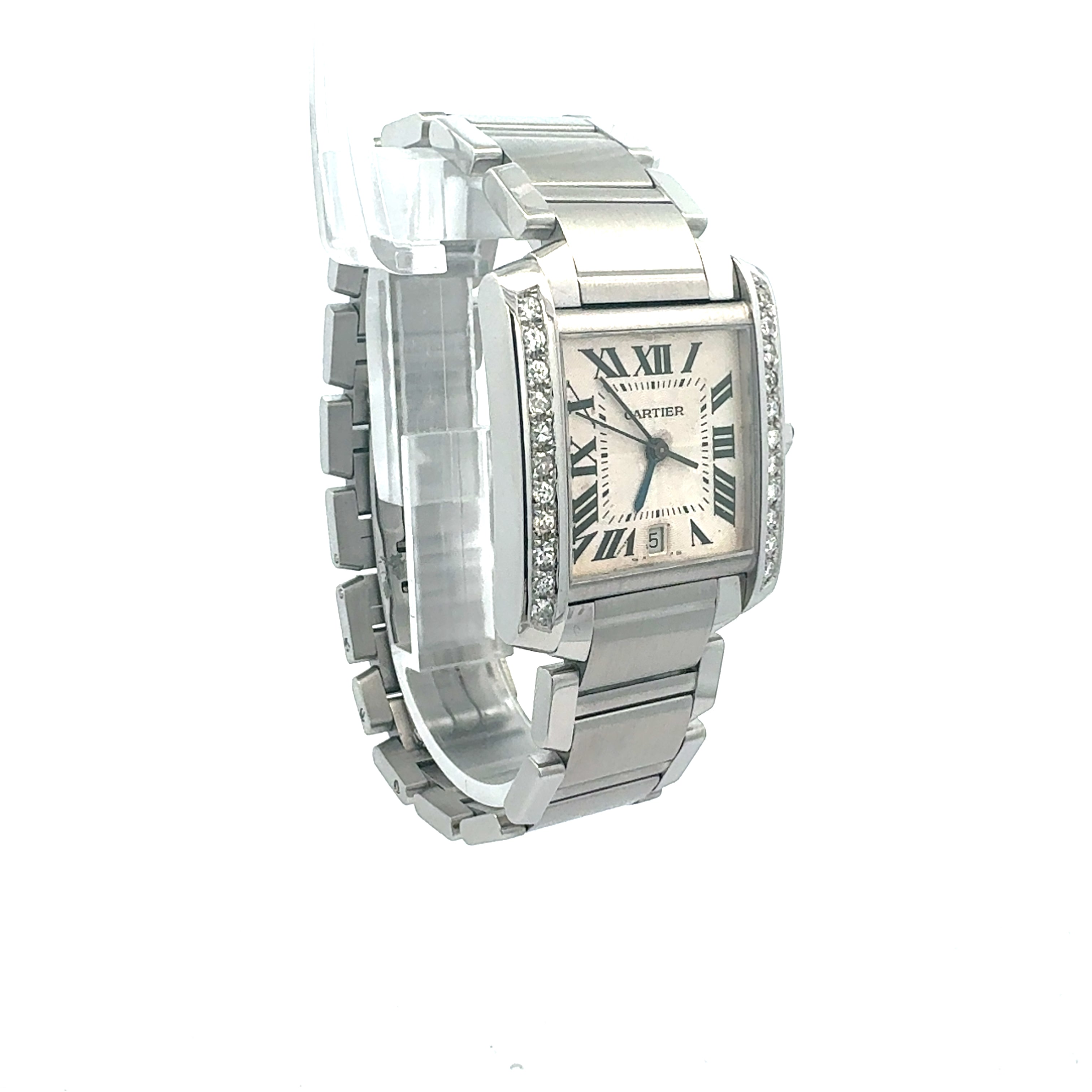 Cartier Tank Francaise reference 2302 Custom Diamond Case