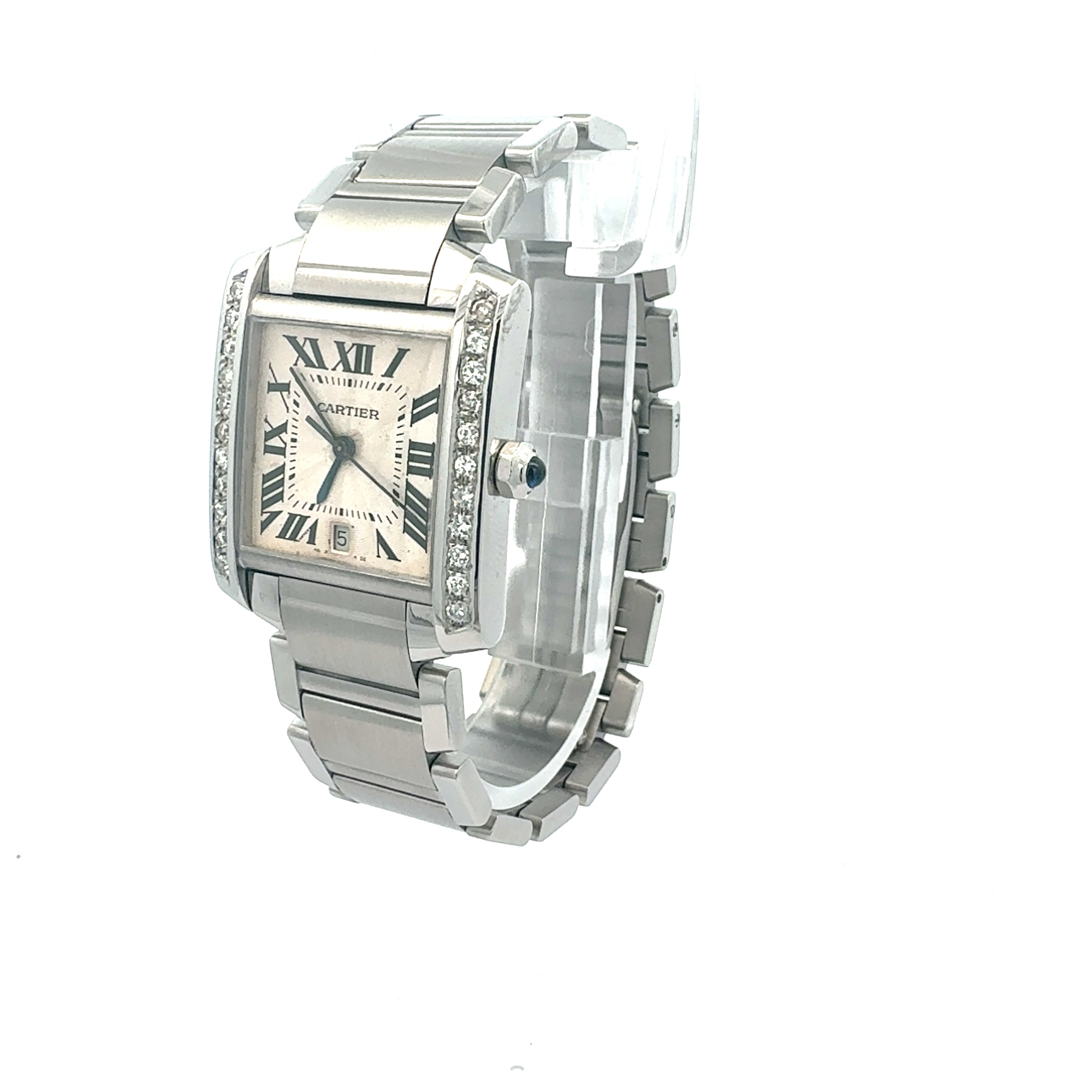 Cartier Tank Francaise reference 2302 Custom Diamond Case