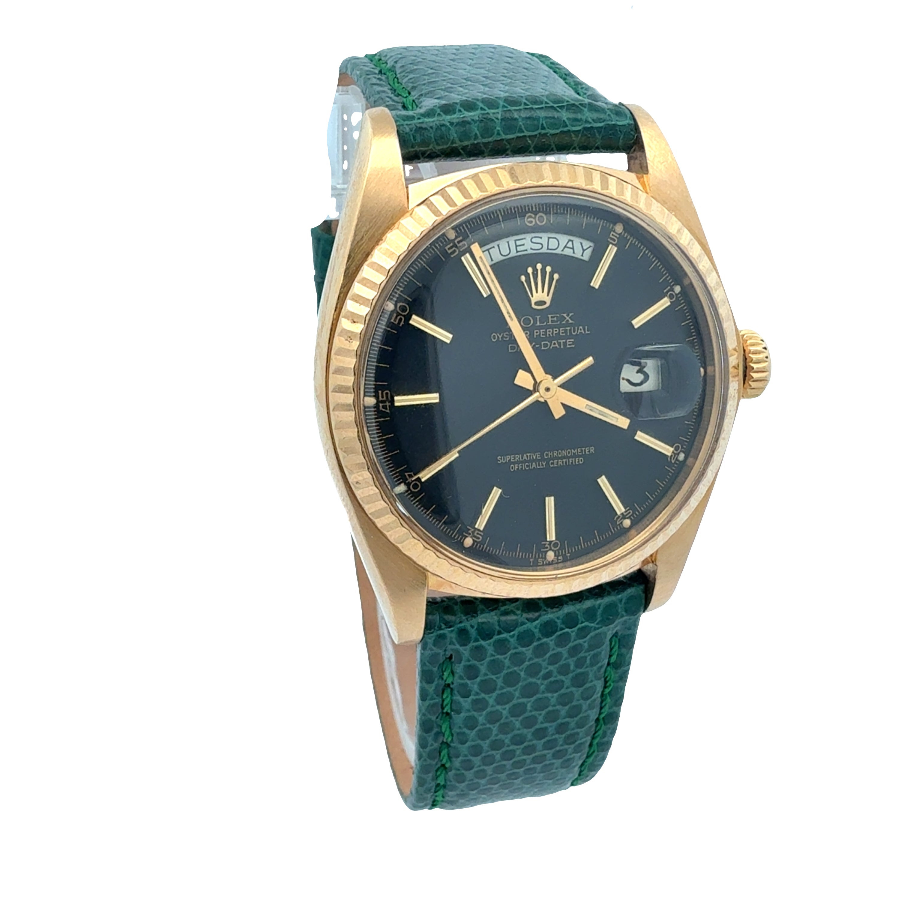 Rolex 18ct Yellow Gold Day Date reference 1803 Matte Black Minute Track Dial