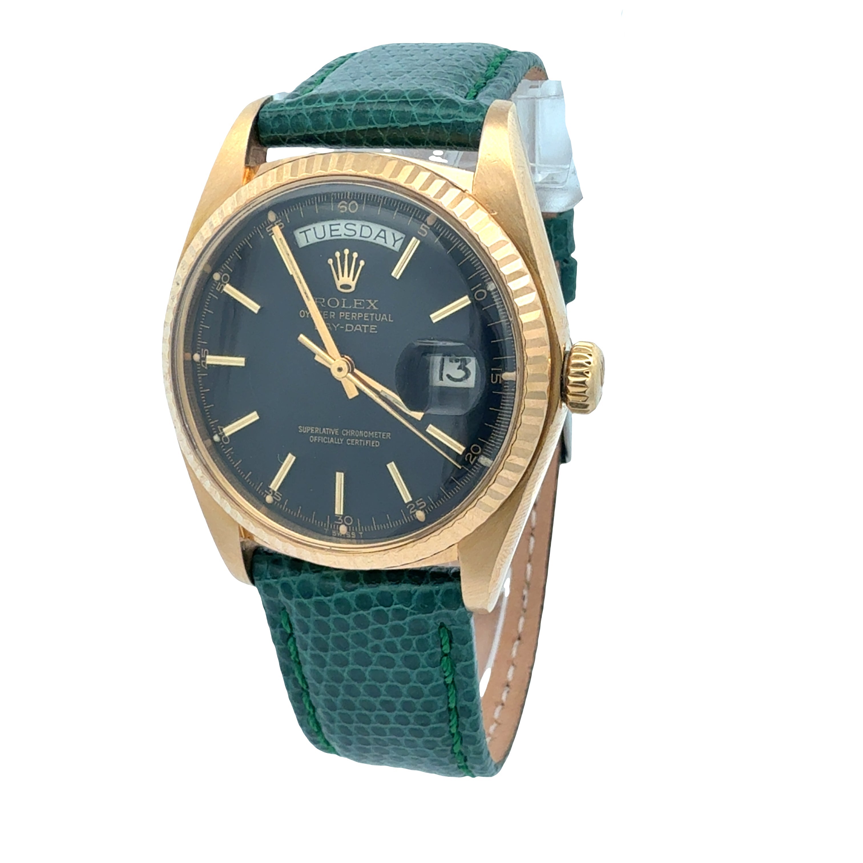 Rolex 18ct Yellow Gold Day Date reference 1803 Matte Black Minute Track Dial