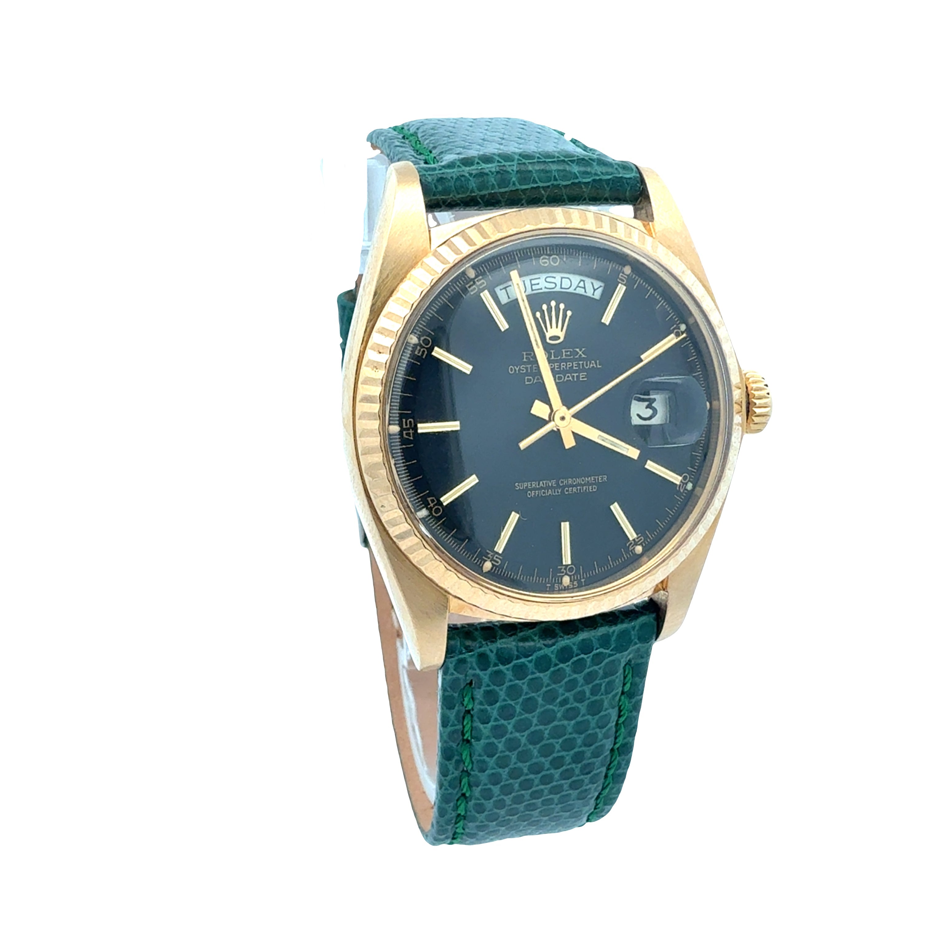 Rolex 18ct Yellow Gold Day Date reference 1803 Matte Black Minute Track Dial