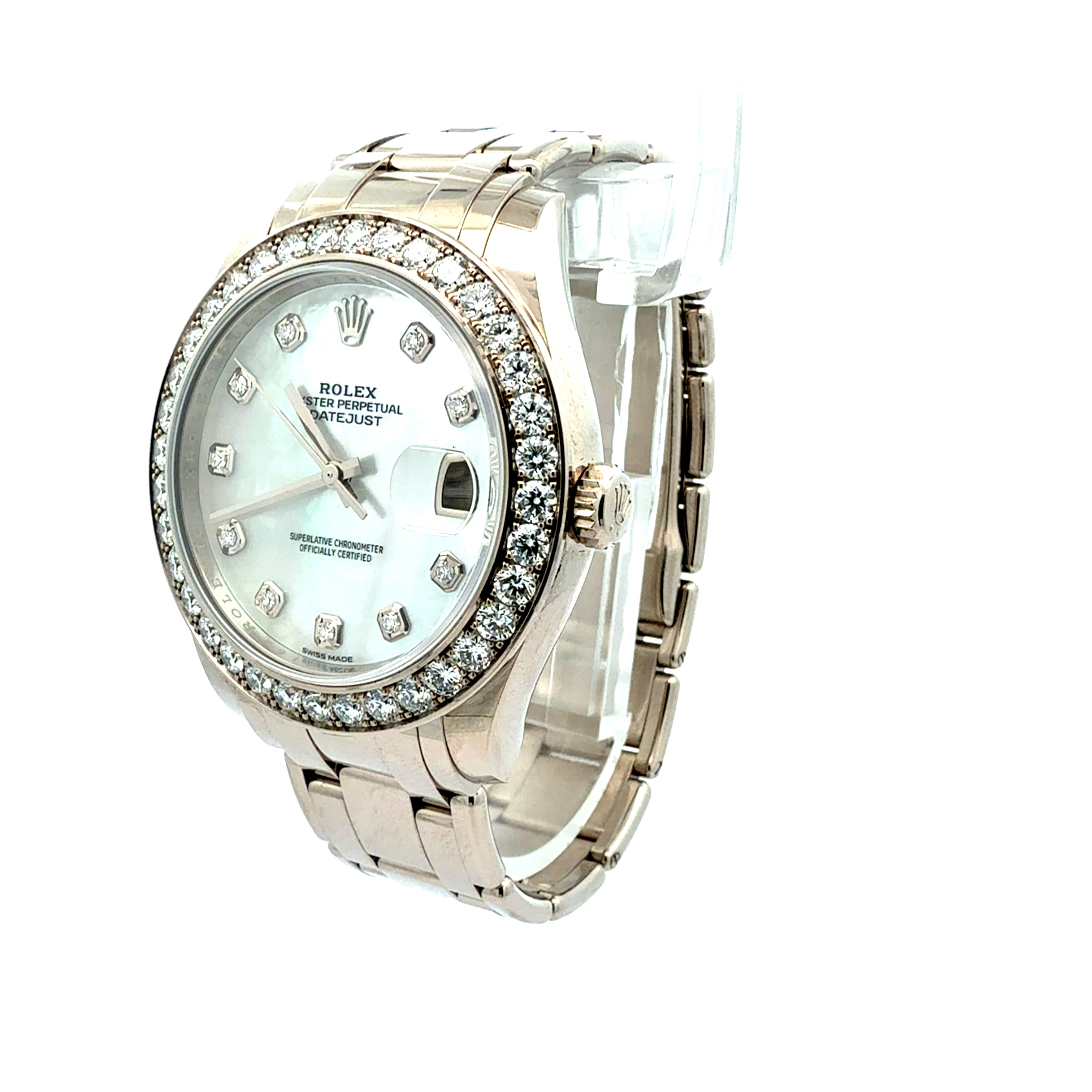 Rolex 18ct White Gold Pearlmaster reference 8629 Factory Mop dial and Diamond Bezel