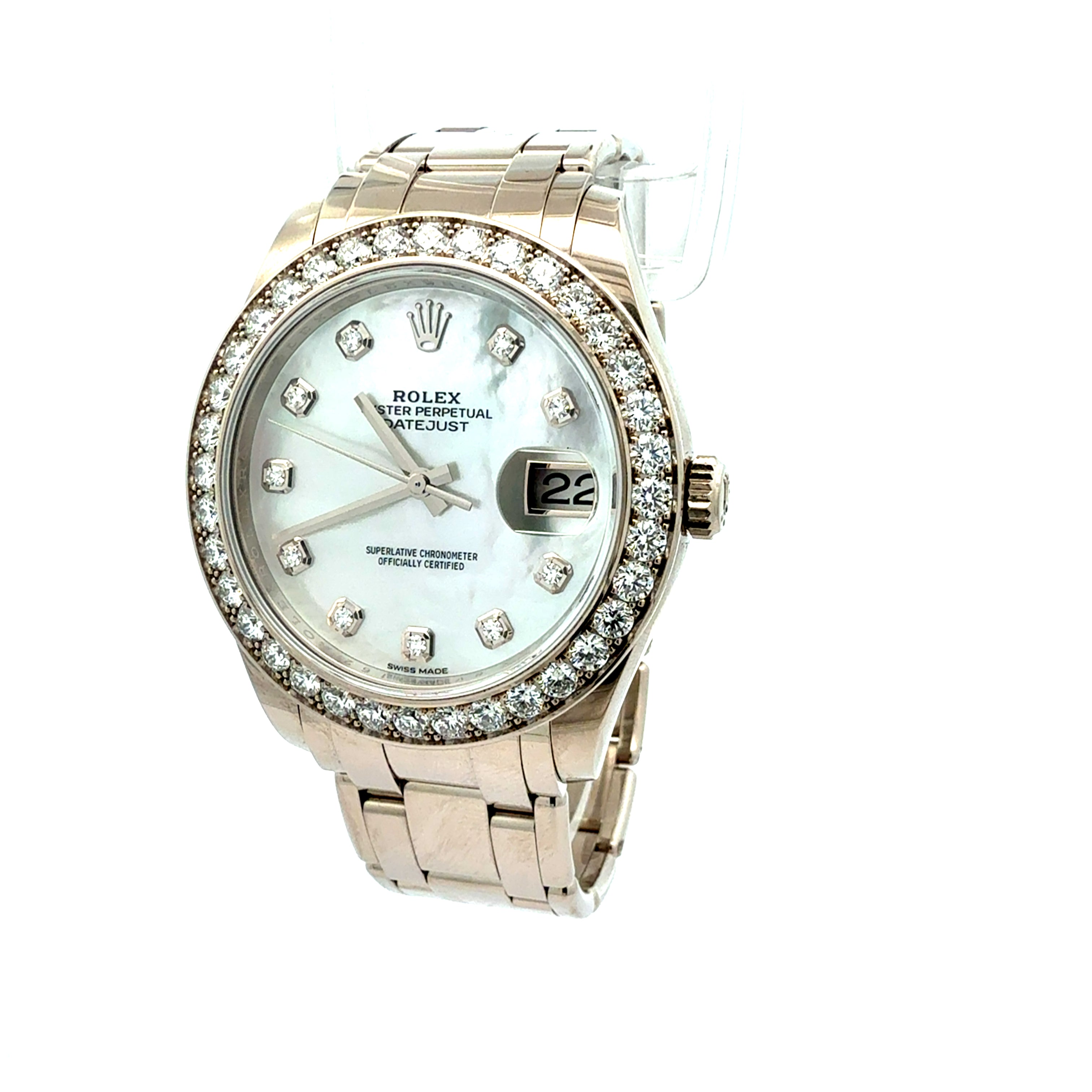 Rolex 18ct White Gold Pearlmaster reference 8629 Factory Mop dial and Diamond Bezel