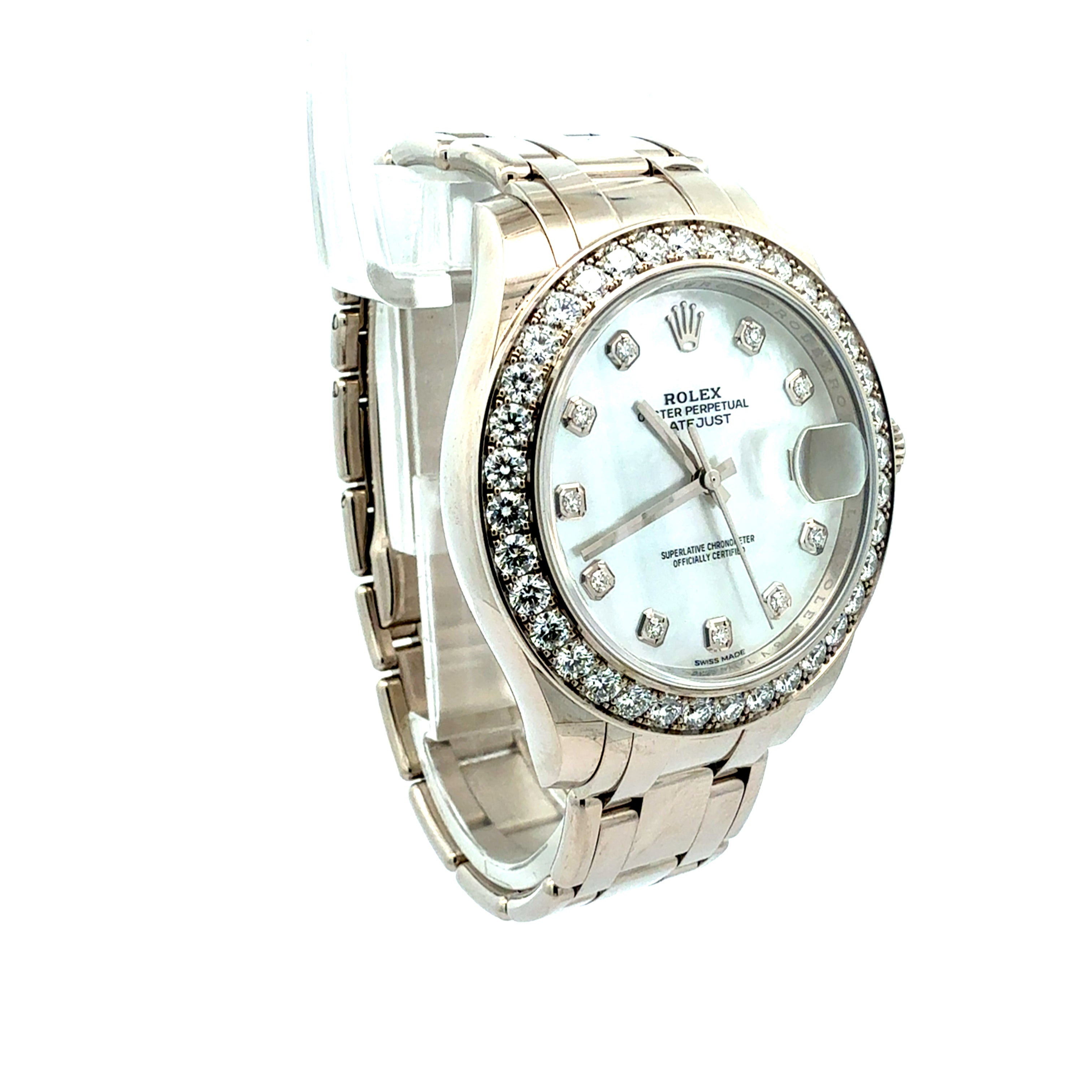 Rolex 18ct White Gold Pearlmaster reference 8629 Factory Mop dial and Diamond Bezel
